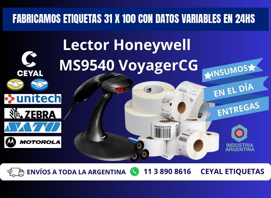 Fabricamos Etiquetas 31 x 100 con Datos Variables en 24hs