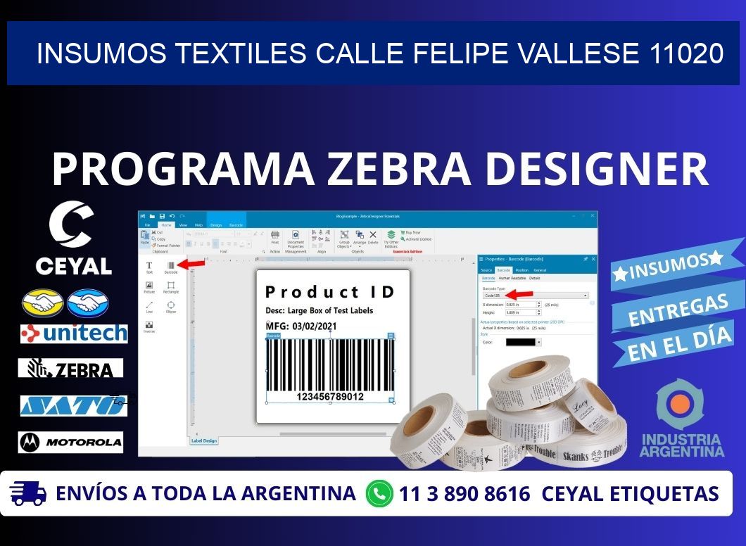 INSUMOS TEXTILES CALLE FELIPE VALLESE 11020