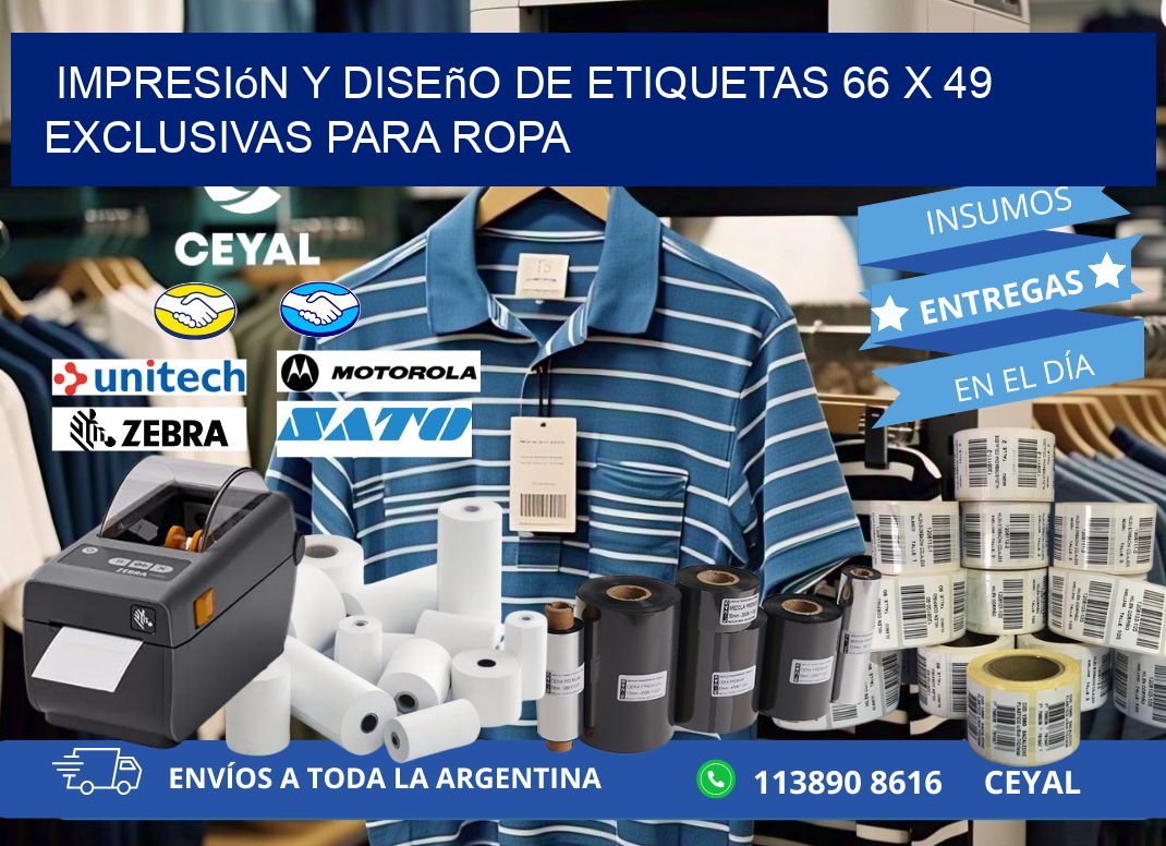 Impresión y Diseño de Etiquetas 66 x 49 Exclusivas para Ropa