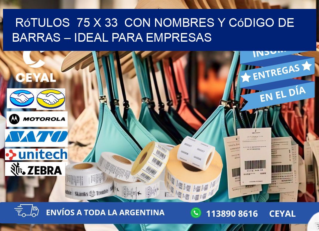 Rótulos  75 x 33  con Nombres y Código de Barras – Ideal para Empresas