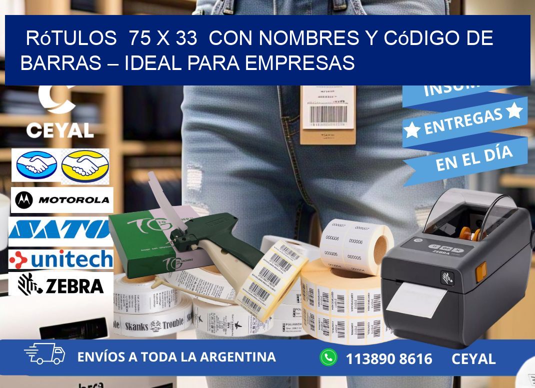 Rótulos  75 x 33  con Nombres y Código de Barras – Ideal para Empresas