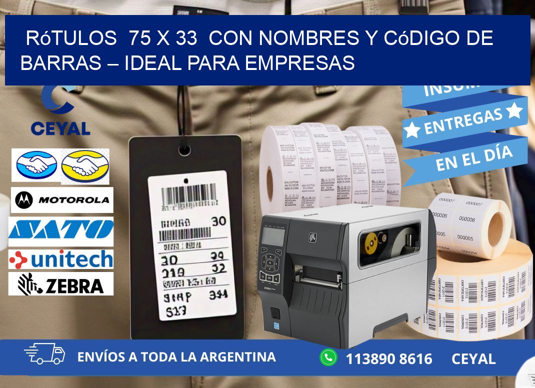 Rótulos  75 x 33  con Nombres y Código de Barras – Ideal para Empresas