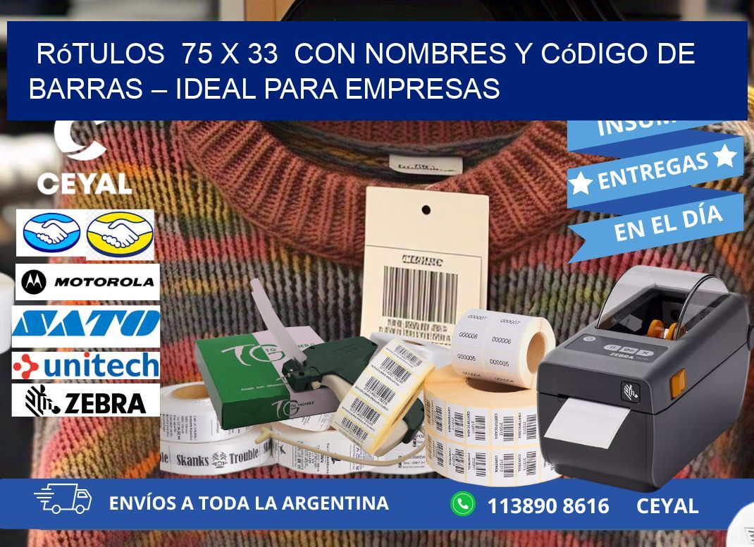 Rótulos  75 x 33  con Nombres y Código de Barras – Ideal para Empresas