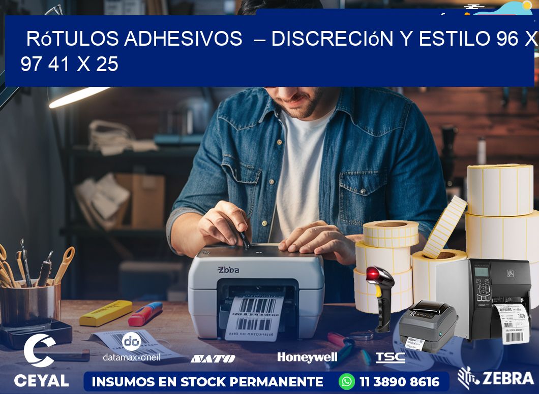 Rótulos Adhesivos  – Discreción y Estilo 96 x 97 41 x 25