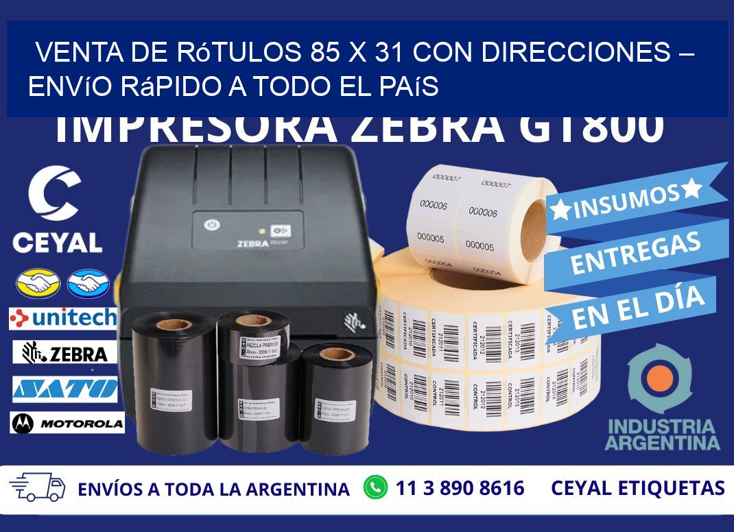 Venta de Rótulos 85 x 31 con Direcciones – Envío Rápido a Todo el País