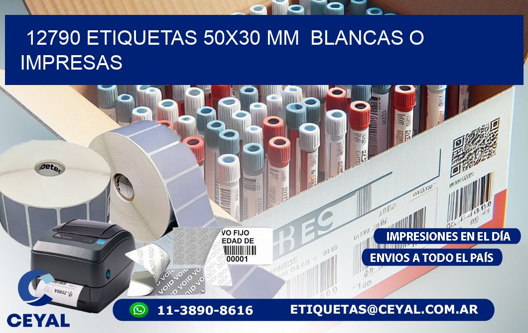 12790 ETIQUETAS 50×30 mm  BLANCAS O IMPRESAS