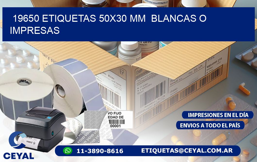 19650 ETIQUETAS 50x30 mm  BLANCAS O IMPRESAS