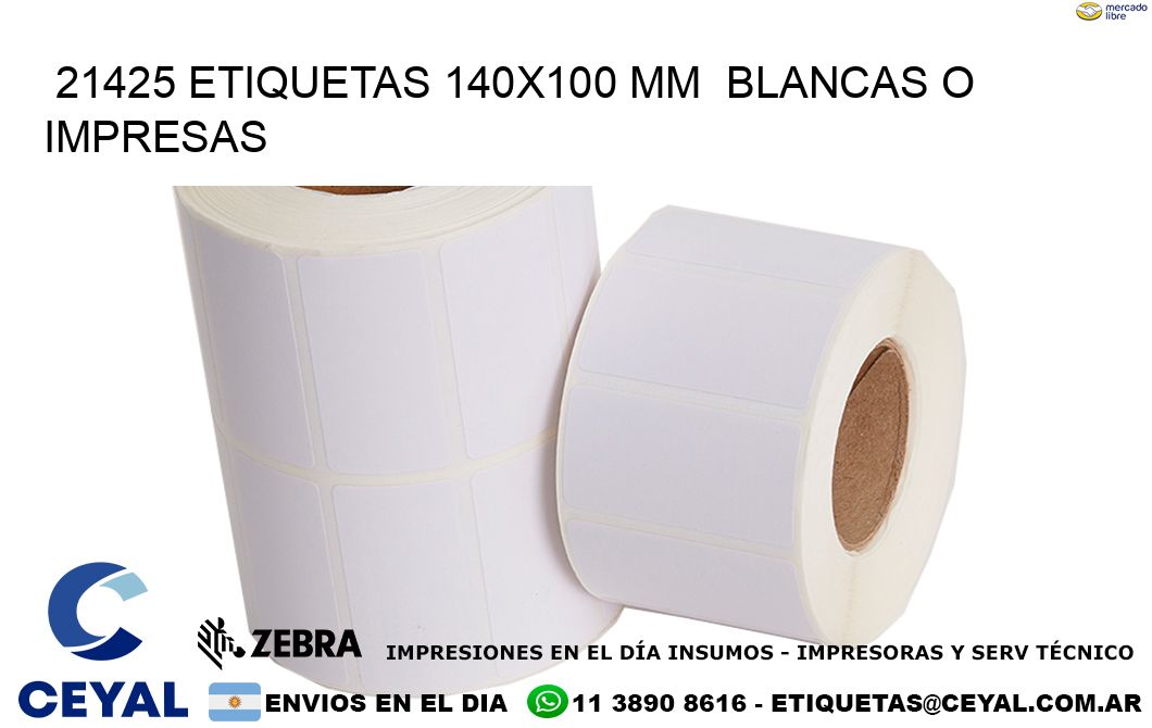 21425 ETIQUETAS 140x100 mm  BLANCAS O IMPRESAS