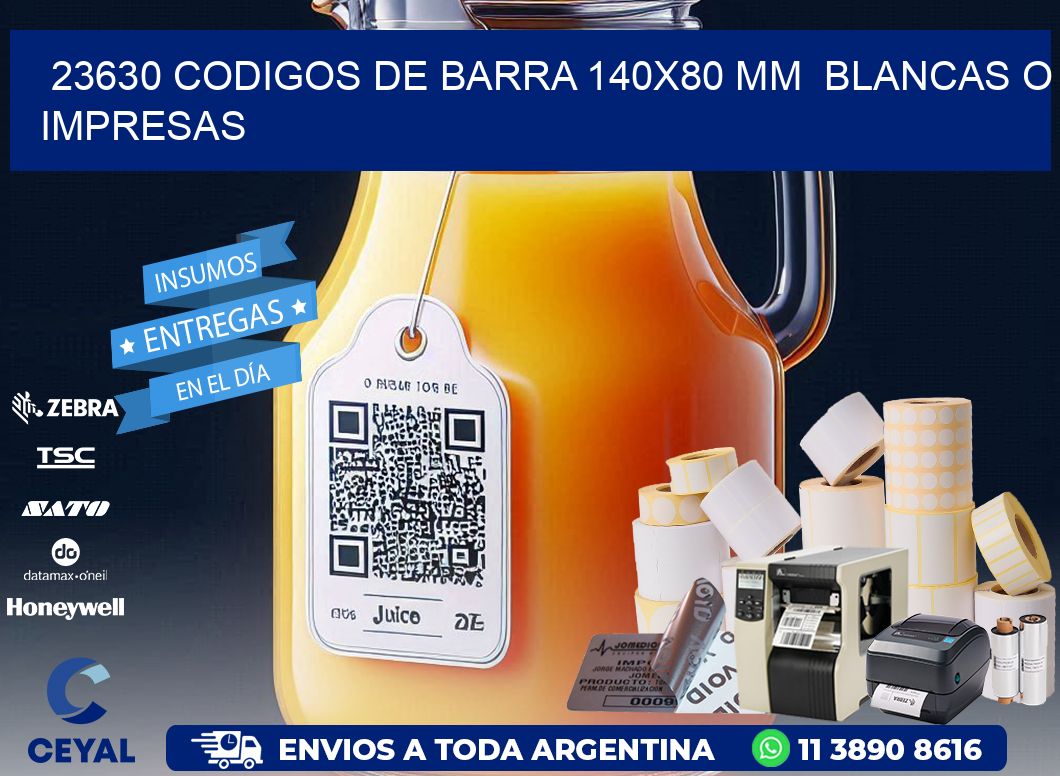 23630 CODIGOS DE BARRA 140x80 mm  BLANCAS O IMPRESAS