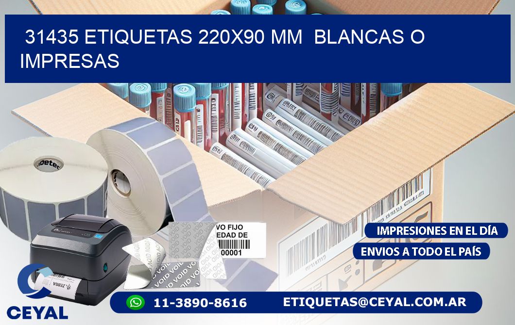 31435 ETIQUETAS 220x90 mm  BLANCAS O IMPRESAS