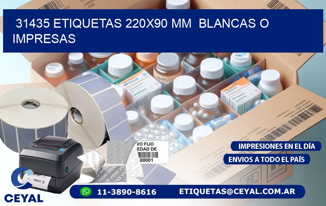 31435 ETIQUETAS 220x90 mm  BLANCAS O IMPRESAS