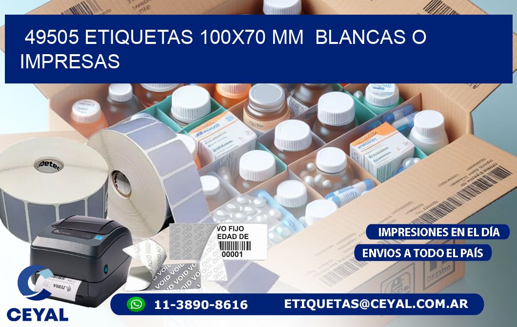 49505 ETIQUETAS 100x70 mm  BLANCAS O IMPRESAS