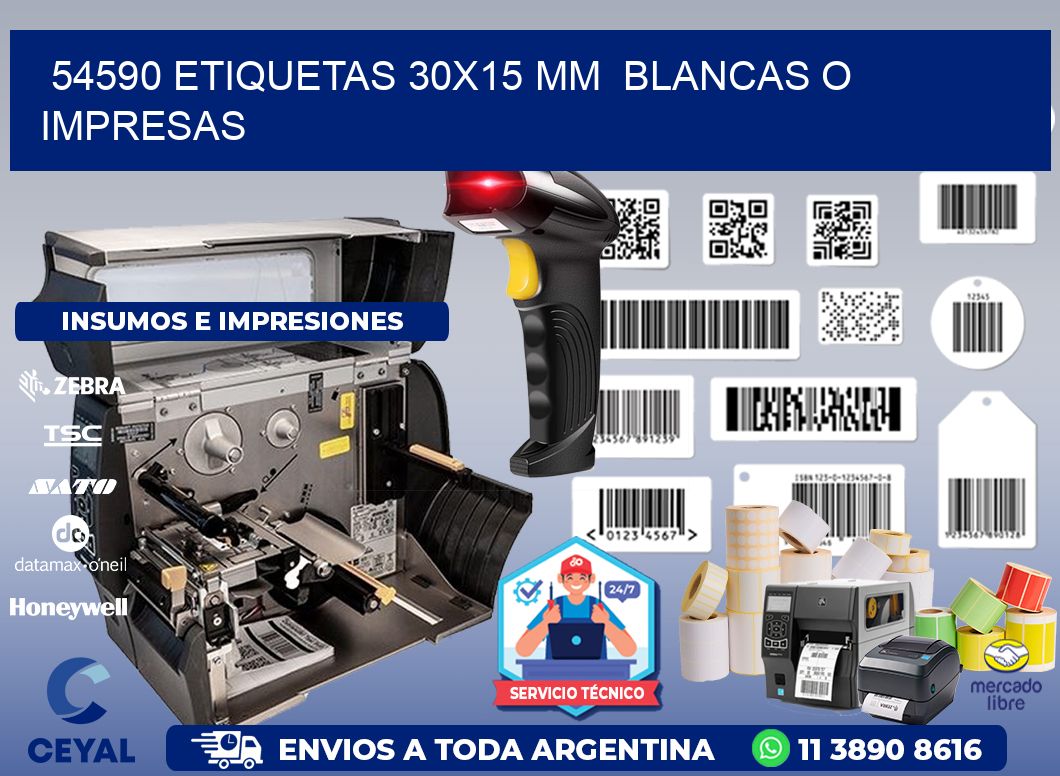 54590 ETIQUETAS 30x15 mm  BLANCAS O IMPRESAS