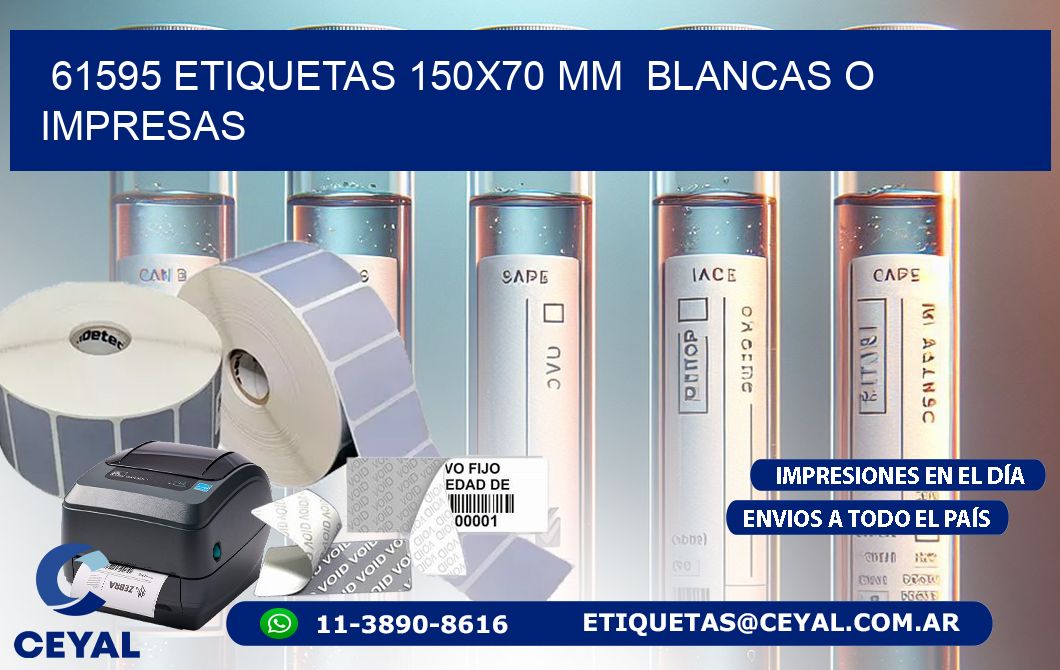 61595 ETIQUETAS 150x70 mm  BLANCAS O IMPRESAS