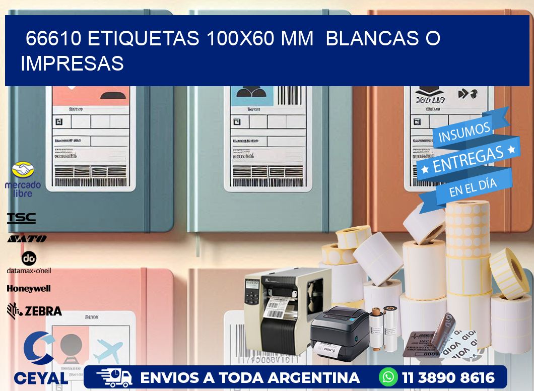 66610 ETIQUETAS 100x60 mm  BLANCAS O IMPRESAS