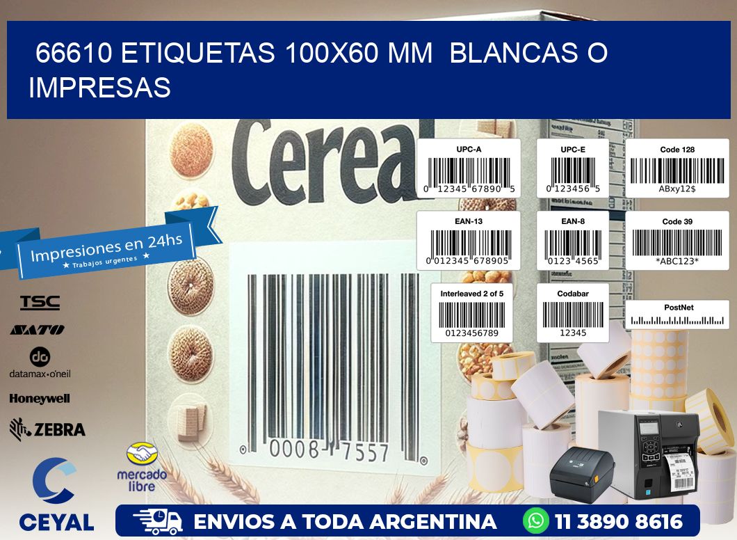 66610 ETIQUETAS 100x60 mm  BLANCAS O IMPRESAS