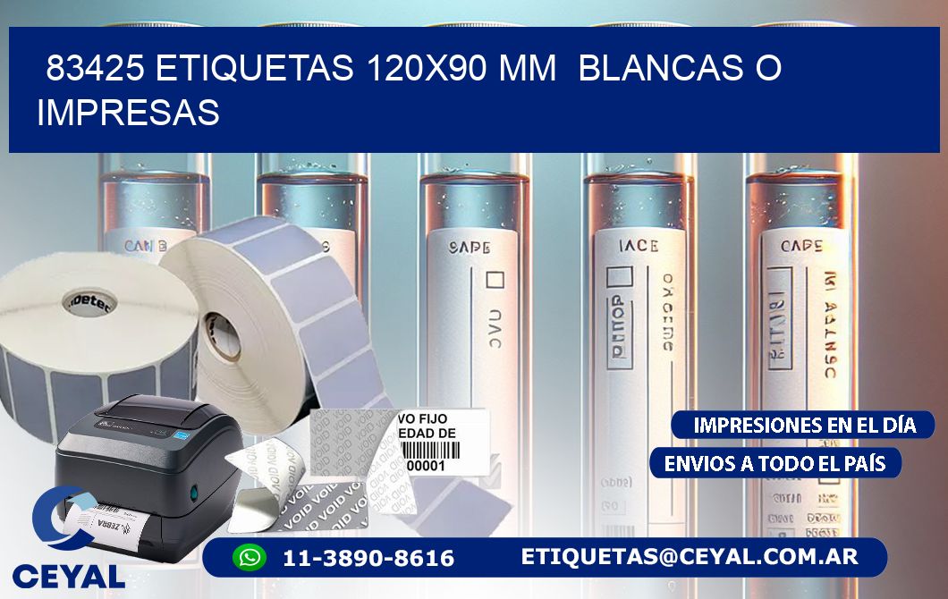 83425 ETIQUETAS 120x90 mm  BLANCAS O IMPRESAS