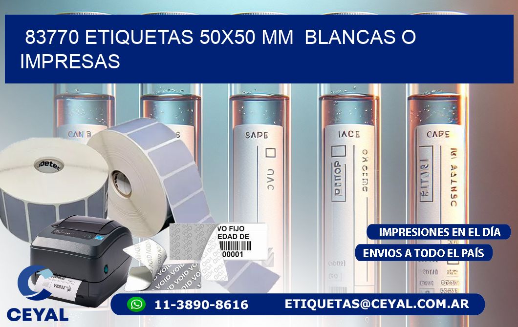 83770 ETIQUETAS 50x50 mm  BLANCAS O IMPRESAS