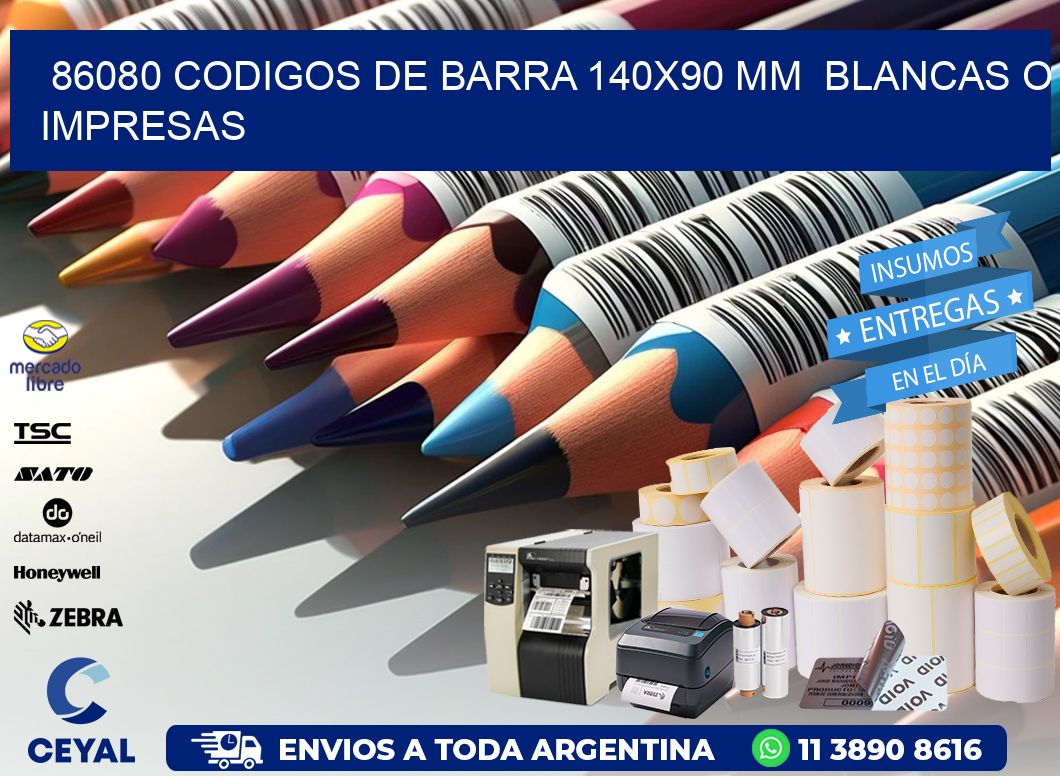 86080 CODIGOS DE BARRA 140x90 mm  BLANCAS O IMPRESAS