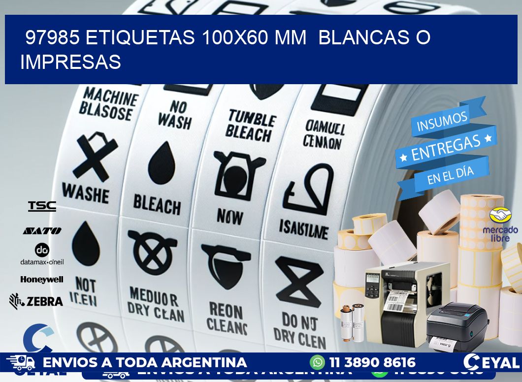 97985 ETIQUETAS 100x60 mm  BLANCAS O IMPRESAS