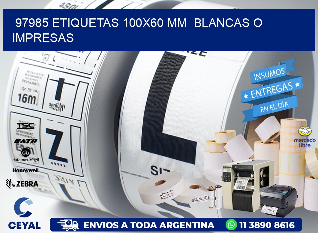 97985 ETIQUETAS 100x60 mm  BLANCAS O IMPRESAS