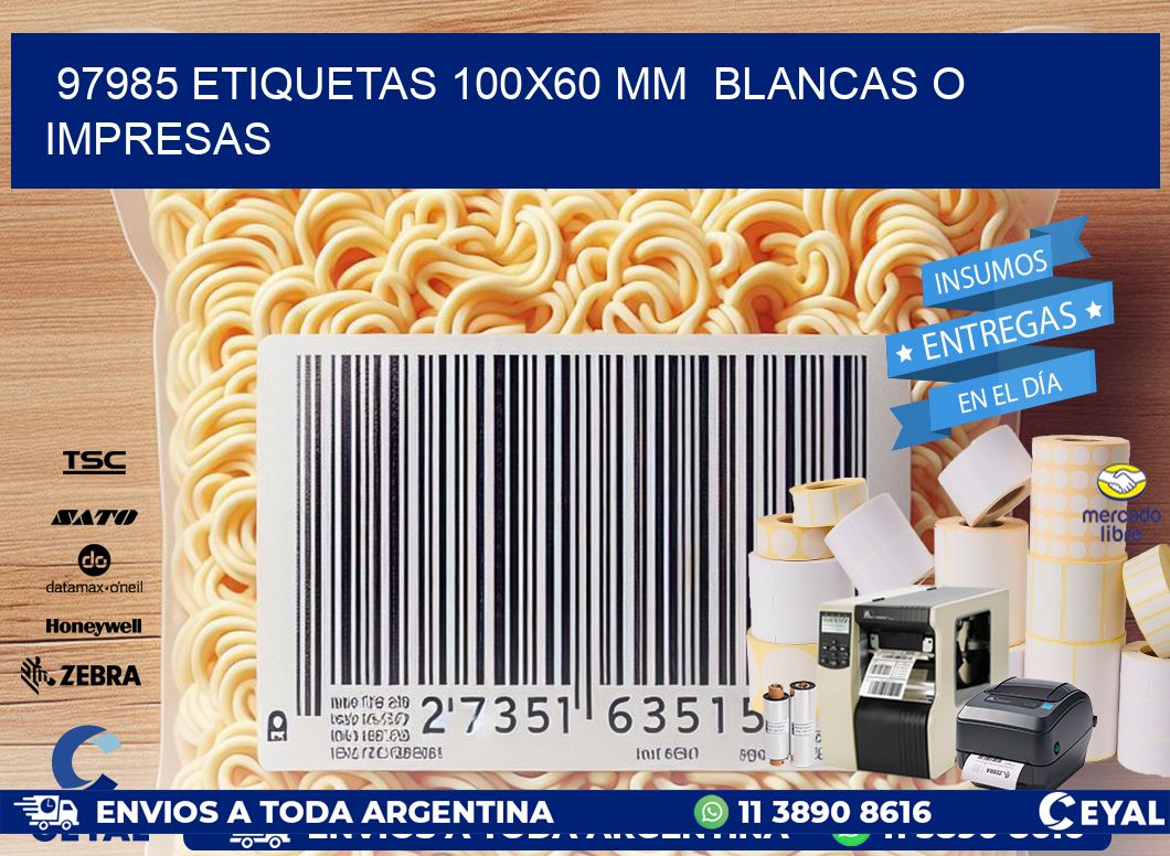 97985 ETIQUETAS 100x60 mm  BLANCAS O IMPRESAS