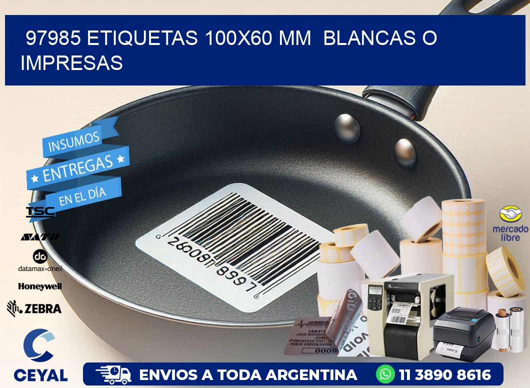 97985 ETIQUETAS 100x60 mm  BLANCAS O IMPRESAS