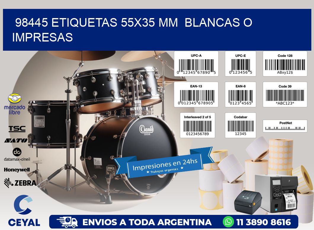 98445 ETIQUETAS 55x35 mm  BLANCAS O IMPRESAS