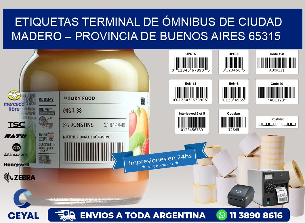 ETIQUETAS TERMINAL DE ÓMNIBUS DE CIUDAD MADERO – PROVINCIA DE BUENOS AIRES 65315