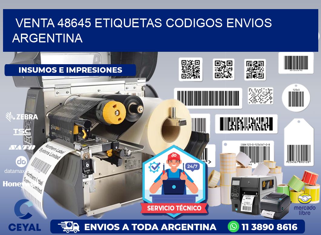 VENTA 48645 ETIQUETAS CODIGOS ENVIOS ARGENTINA