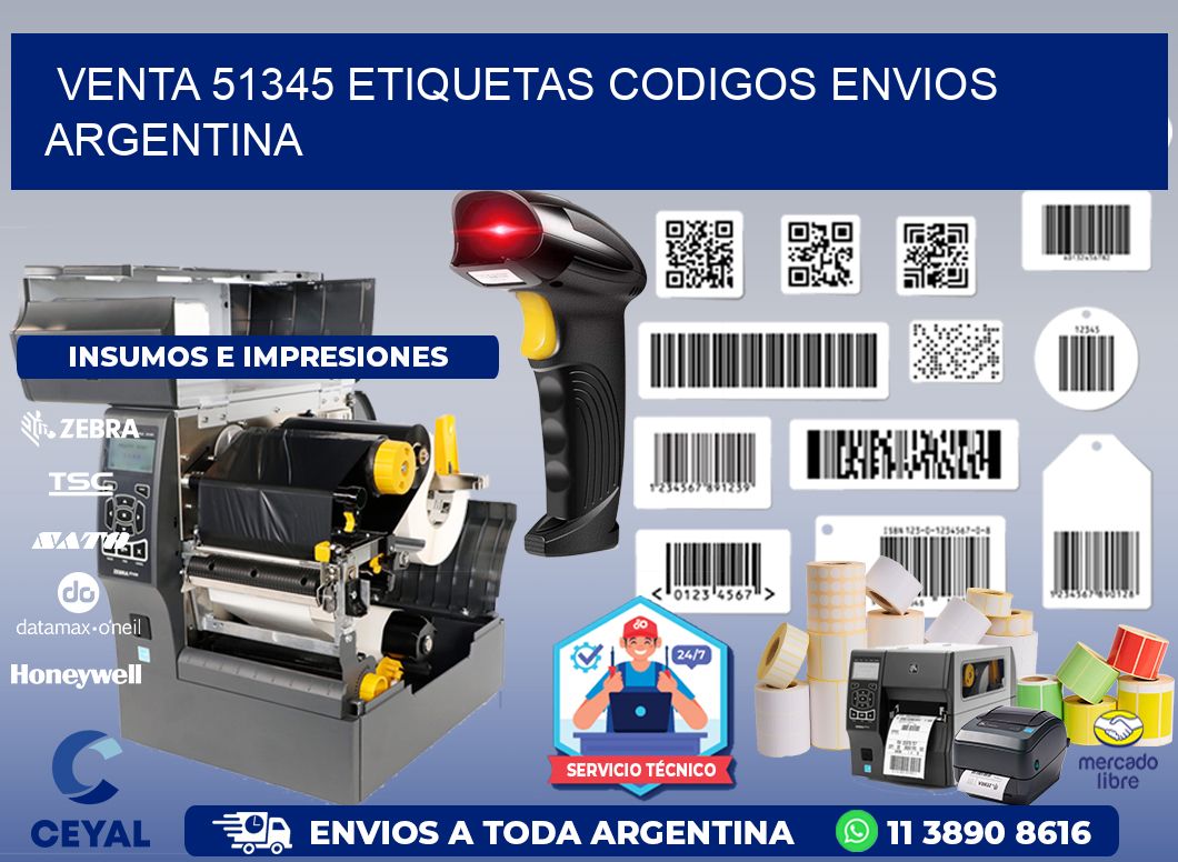 VENTA 51345 ETIQUETAS CODIGOS ENVIOS ARGENTINA