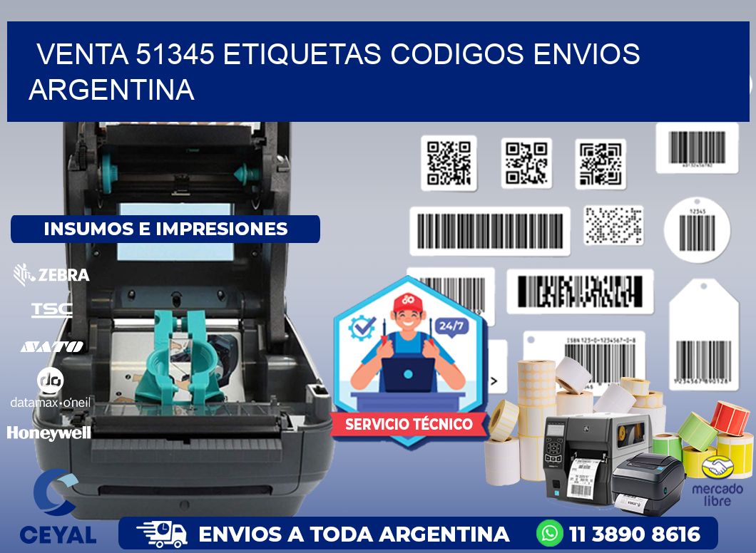 VENTA 51345 ETIQUETAS CODIGOS ENVIOS ARGENTINA