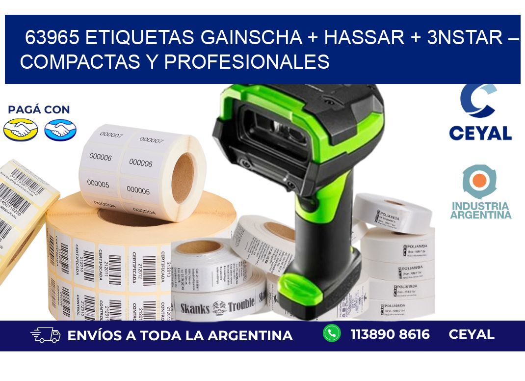 63965 etiquetas Gainscha + Hassar + 3nStar – Compactas y Profesionales