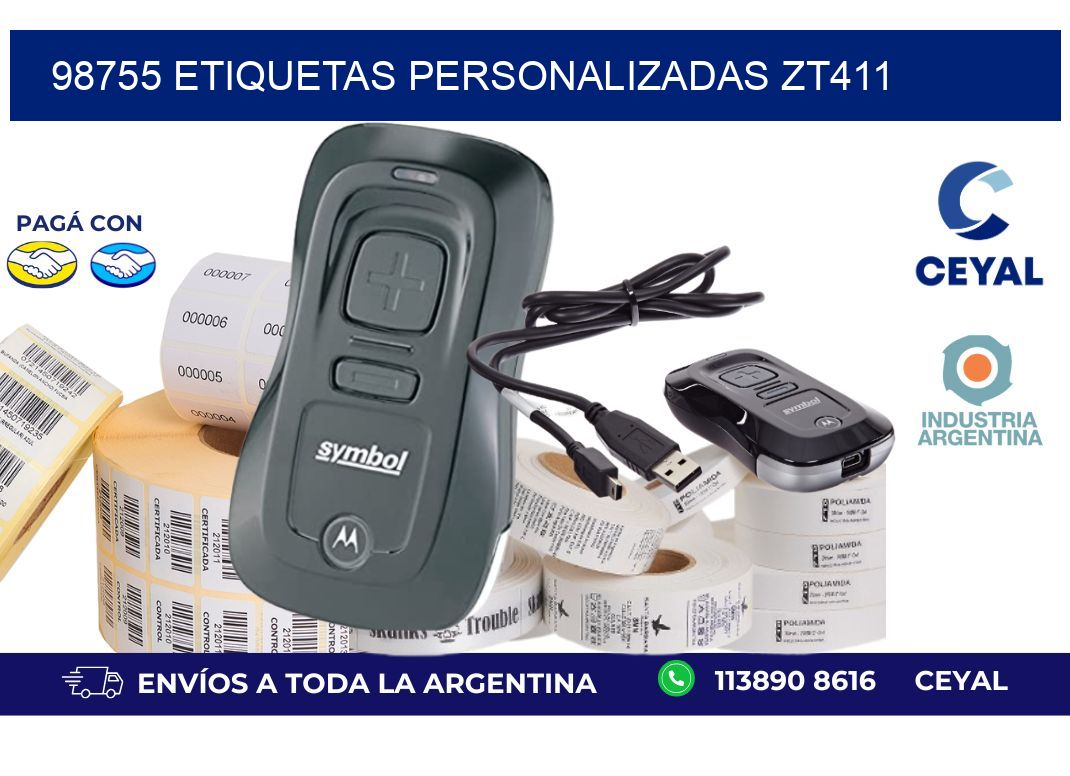 98755 ETIQUETAS PERSONALIZADAS ZT411